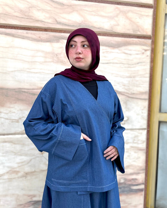 Denim Wrap Blouse